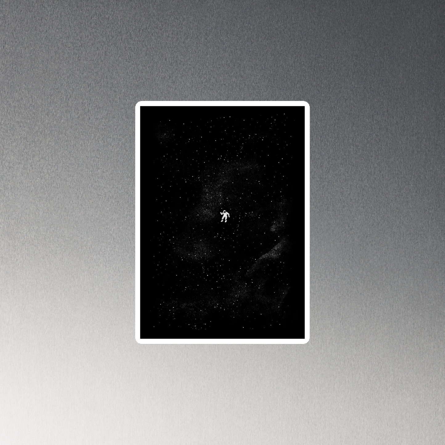 A small astronaut floating through space between the immensity of the universe and the stars. A perfect minimalist art for those who are passionate about space.