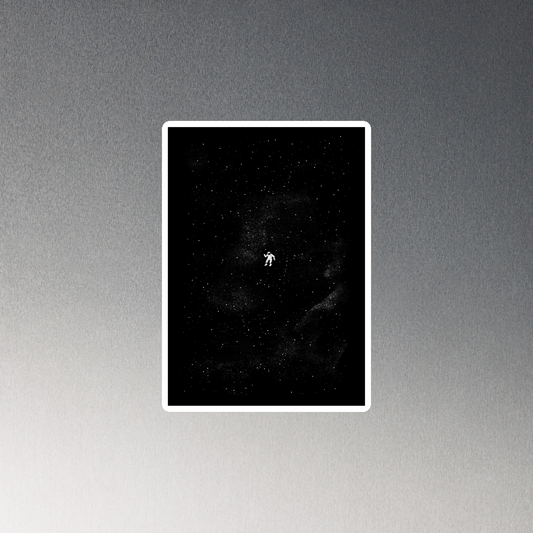 A small astronaut floating through space between the immensity of the universe and the stars. A perfect minimalist art for those who are passionate about space.