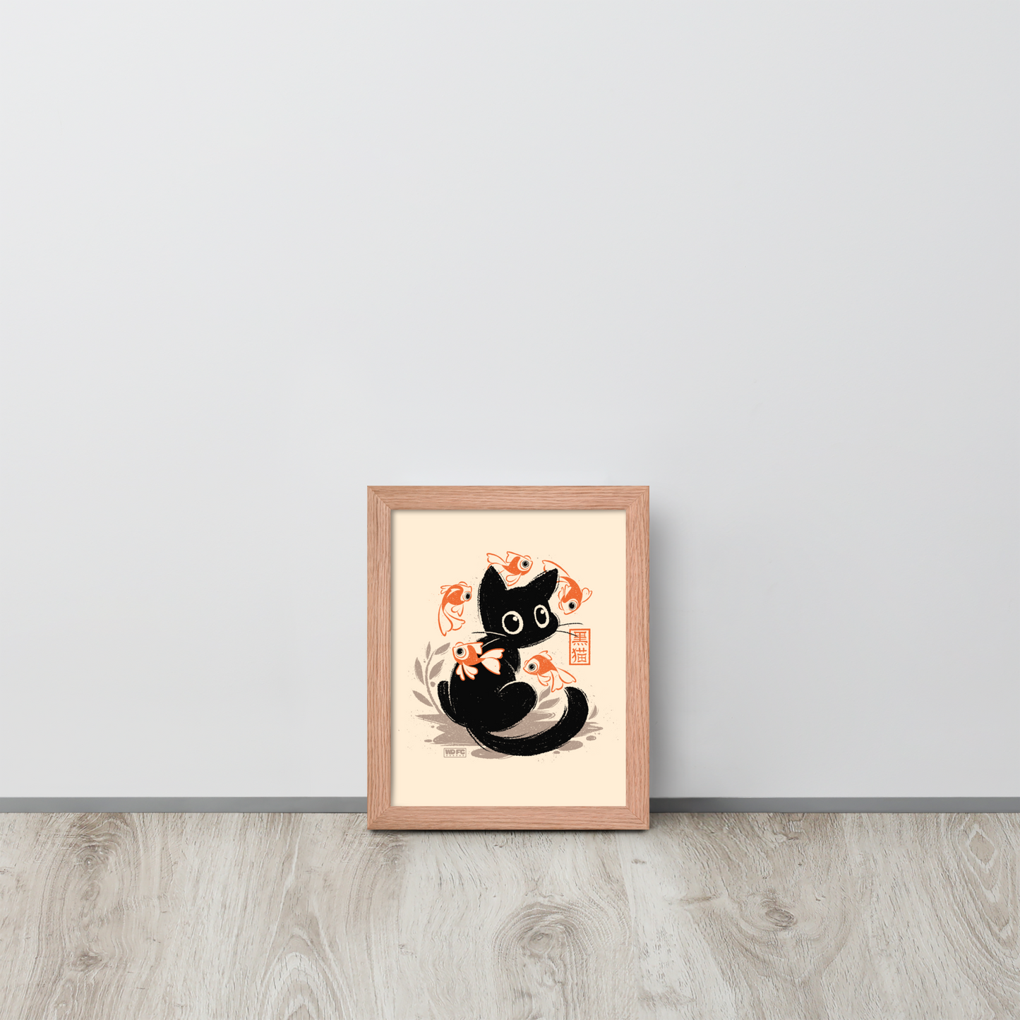 This unique design features a charming black cat amidst playful koi, rendered in beautiful Sumi-e ink style. A perfect blend of Japanese art and anime whimsy for any cat lover.
