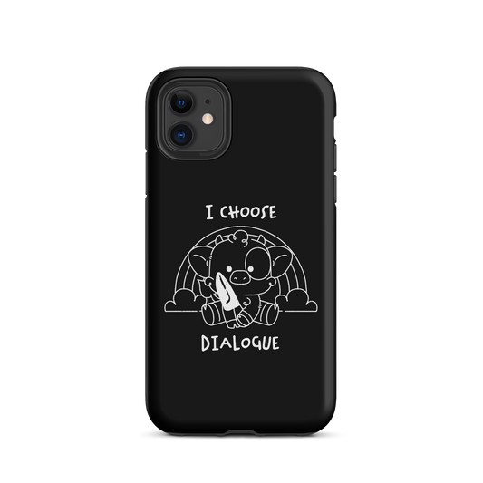 An adorable cow holds a knife while sitting in front of a rainbow, accompanied by the phrase “I Choose Dialogue.” This design combines sweetness and irony to create a fun and unexpected contrast. It’s a great gift for those who enjoy subtle humor and designs that combine cuteness with a touch of irreverence.