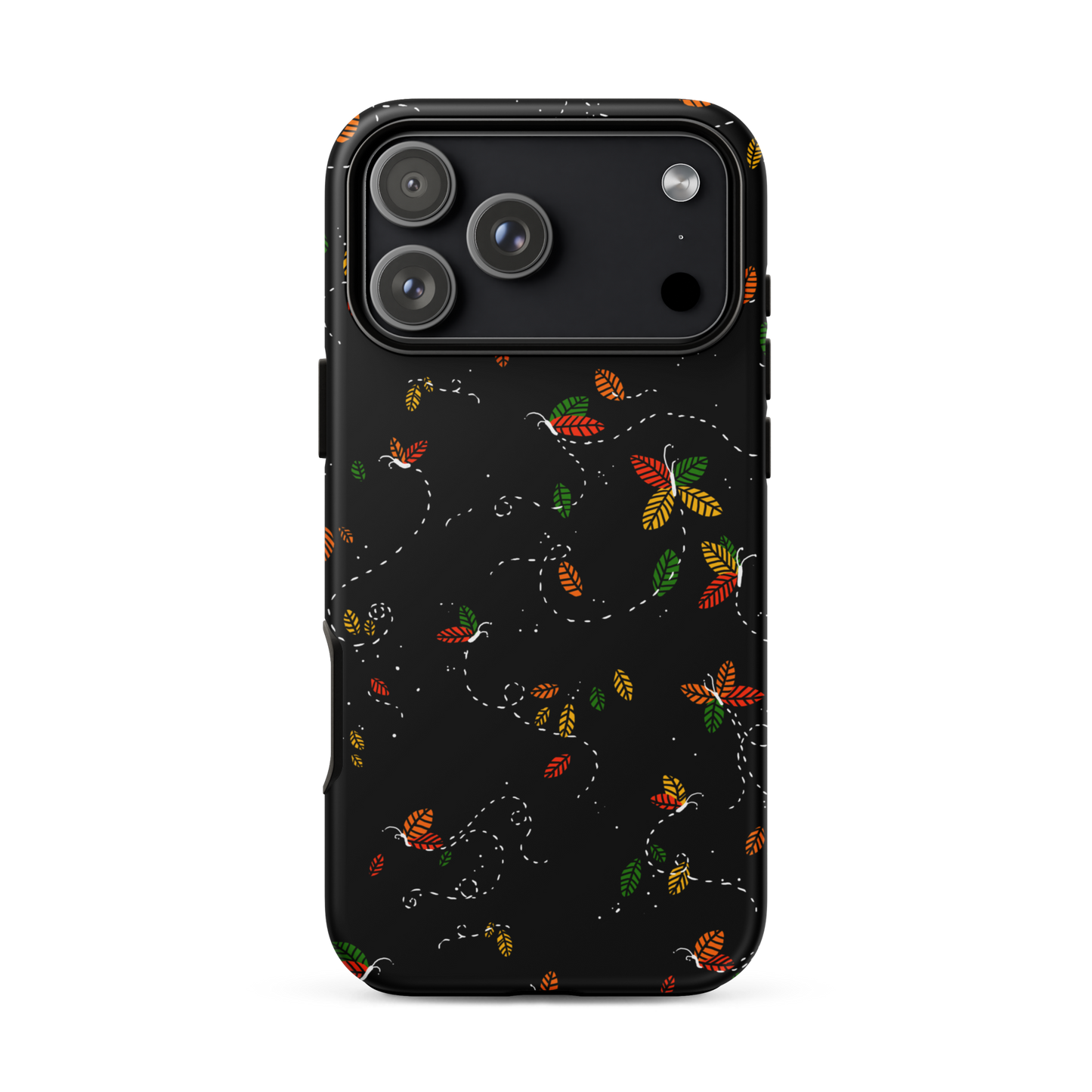 A minimalist pattern in warm autumn tones, where leaves subtly form small butterflies. A delicate and poetic design inspired by the calm beauty of the autumn season.