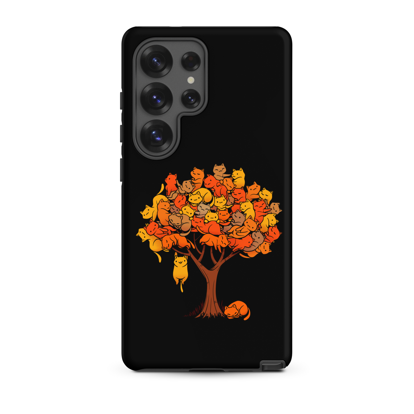 A tree formed by several kittens, some sleeping, others playing. An allusion to where cats come from.