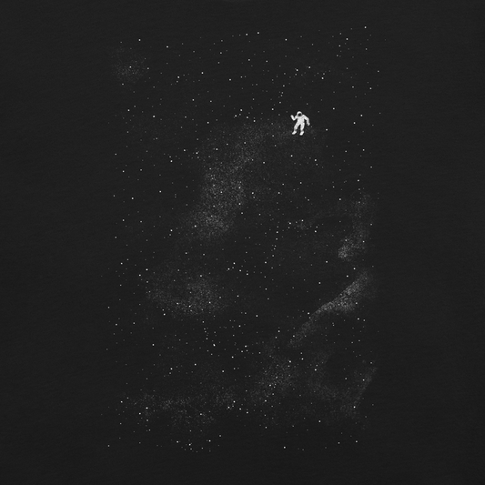 A small astronaut floating through space between the immensity of the universe and the stars. A perfect minimalist art for those who are passionate about space.