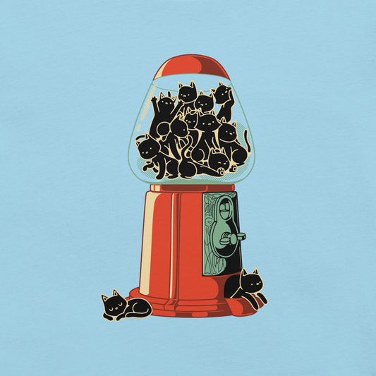 At first glance, it's a classic gumball machine, but look closer and you'll find it's filled with charming cats. This whimsical design blends retro nostalgia with playful feline energy in a unique and eye-catching composition. An ideal choice for cat enthusiasts, design lovers, and those with a taste for the delightfully unexpected.