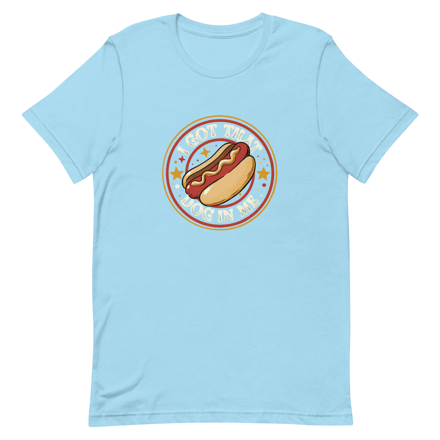 A retro-styled hotdog illustration surrounded by stars with the phrase “I Got That Dog In Me”. It combines humor and vintage design with a playful twist on the popular meme expression. The perfect gift for meme lovers, food enthusiasts, and anyone who enjoys bold, funny, and quirky designs.