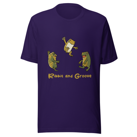 Three frogs dancing as if performing a ritual, with ‘Ribbit and Groove’ written below. A playful design that mixes humor and frogs. Perfect for frog lovers, music fans, and anyone who enjoys fun prints.