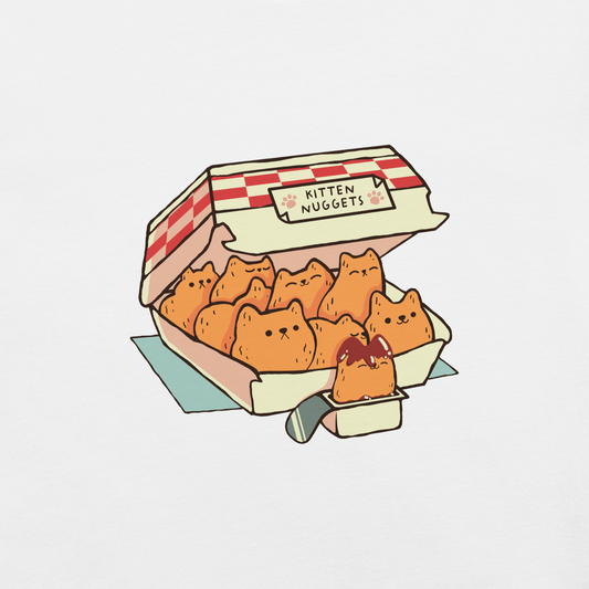A box of cute nuggets that are shaped like cute kittens. An art that mixes humor, kittens and fast food.