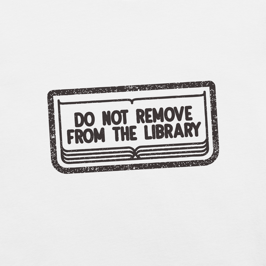 A bold black vintage stamp design with “Do Not Remove From The Library”. This artwork brings vintage library aesthetics with a touch of humor and nostalgia, celebrating the love for books and knowledge. Perfect for librarians, bookworms, students and anyone who cherishes the timeless charm of libraries.
