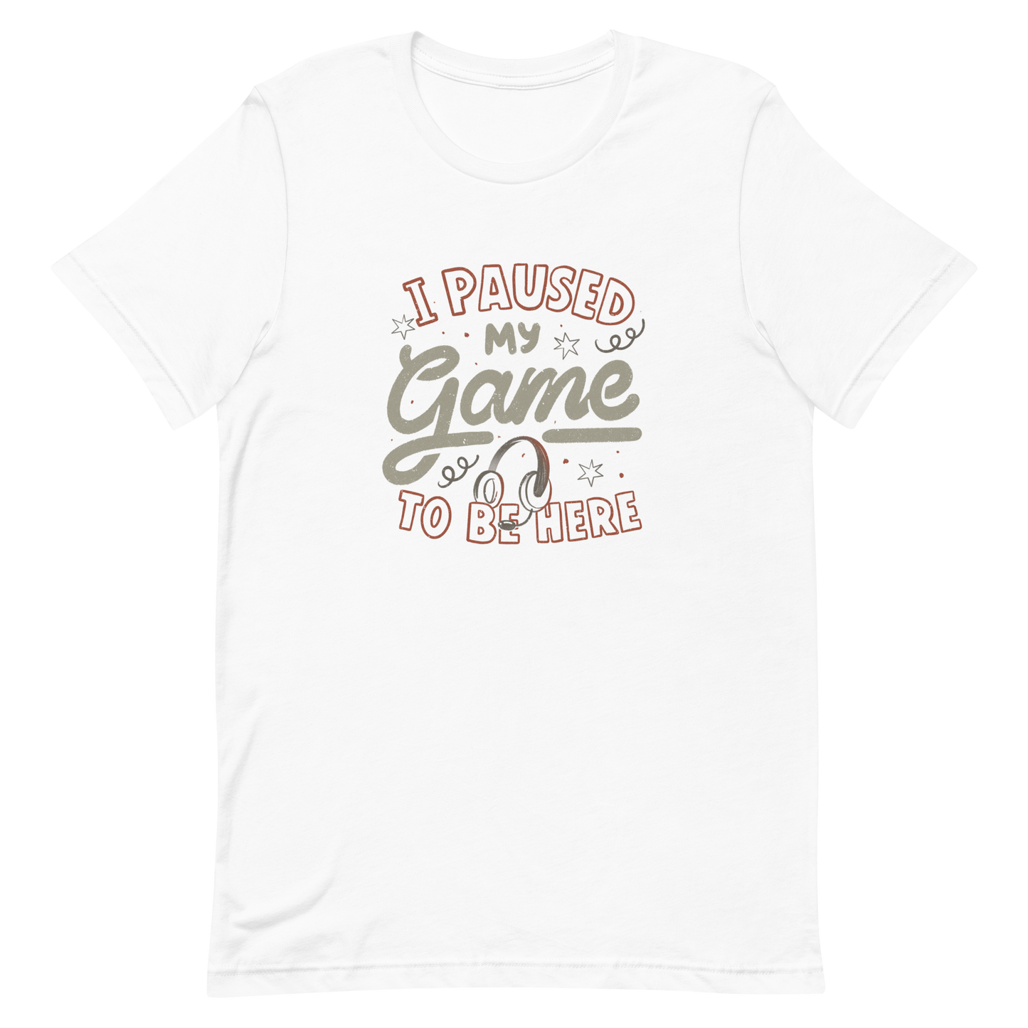 This design features the phrase “I Paused My Game To Be Here” in a bold vintage-style lettering with a headset illustration. It perfectly captures the eternal struggle between gaming and social life with a touch of humor. Ideal for gamers, streamers, and anyone who’d rather be playing.