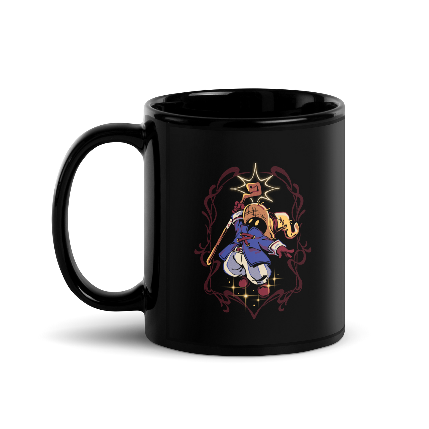 A mysterious dark mage casts a glowing spell with flair, surrounded by magical sparkles and arcane energy. A tribute to classic RPG wizards and their timeless charm.