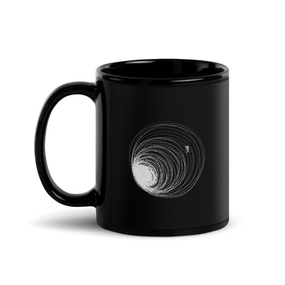 A big black hole with an astronaut floating around as if being sucked into it. A minimalist art perfect for those who love space.
