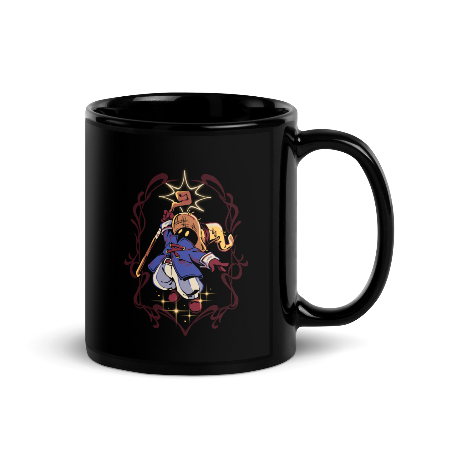 A mysterious dark mage casts a glowing spell with flair, surrounded by magical sparkles and arcane energy. A tribute to classic RPG wizards and their timeless charm.