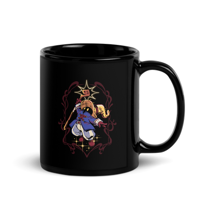 A mysterious dark mage casts a glowing spell with flair, surrounded by magical sparkles and arcane energy. A tribute to classic RPG wizards and their timeless charm.