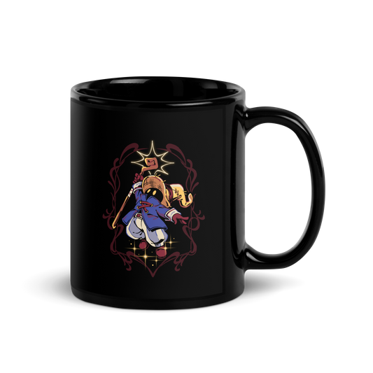 A mysterious dark mage casts a glowing spell with flair, surrounded by magical sparkles and arcane energy. A tribute to classic RPG wizards and their timeless charm.