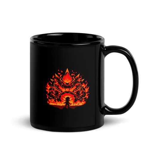 A tiny hero faces a furious, flaming boss way out of his pay grade. Explosive action, fiery humor, and a nod to those epic final battles in classic games.