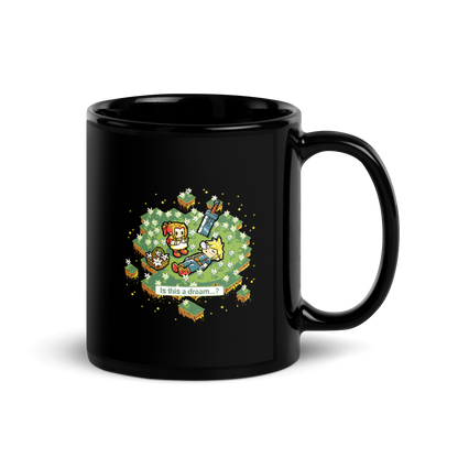 A peaceful pixel scene featuring a dreamy moment between two characters in a floating flower field.