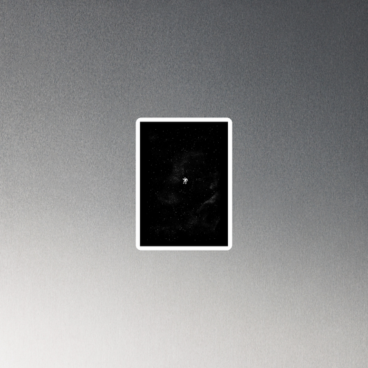 A small astronaut floating through space between the immensity of the universe and the stars. A perfect minimalist art for those who are passionate about space.