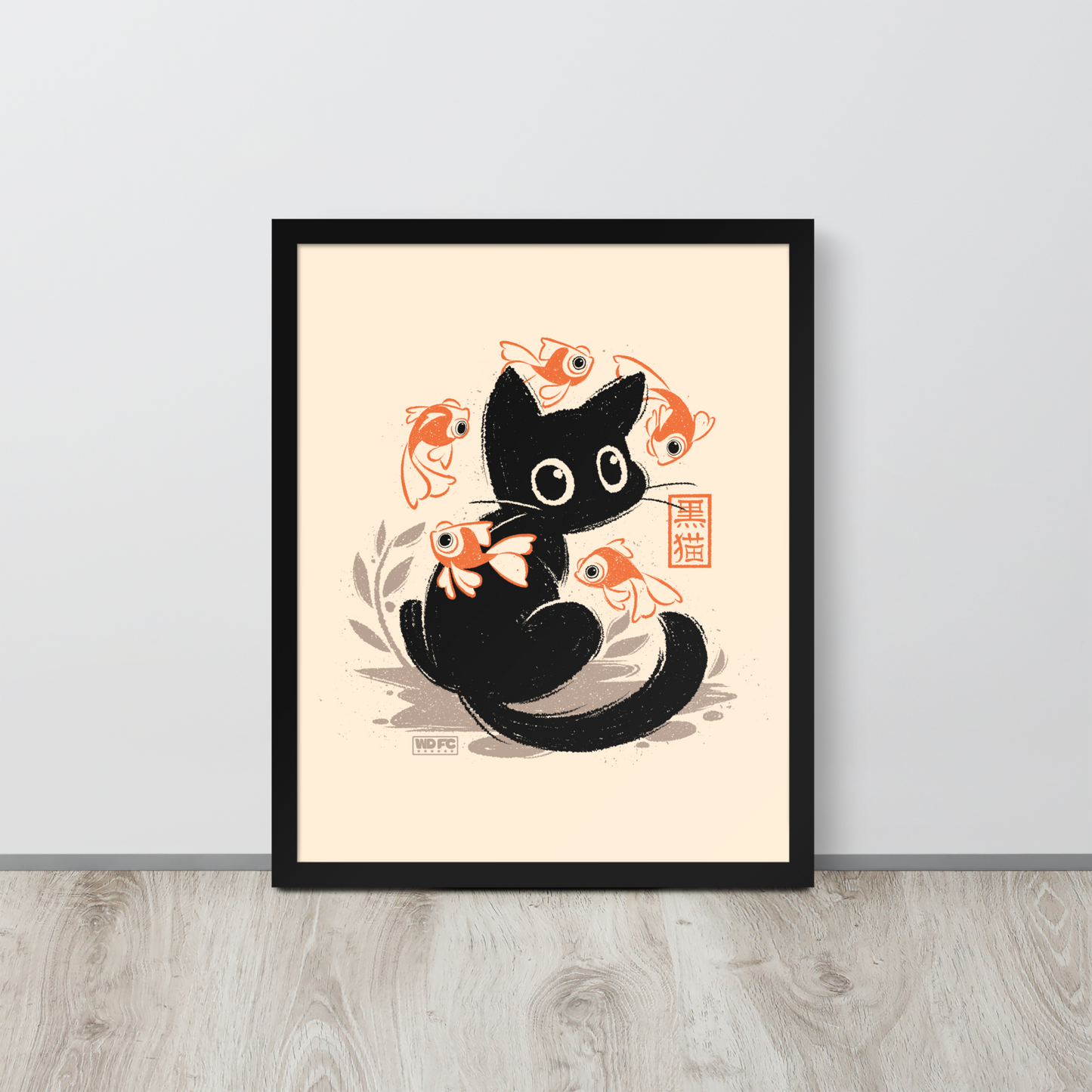 This unique design features a charming black cat amidst playful koi, rendered in beautiful Sumi-e ink style. A perfect blend of Japanese art and anime whimsy for any cat lover.