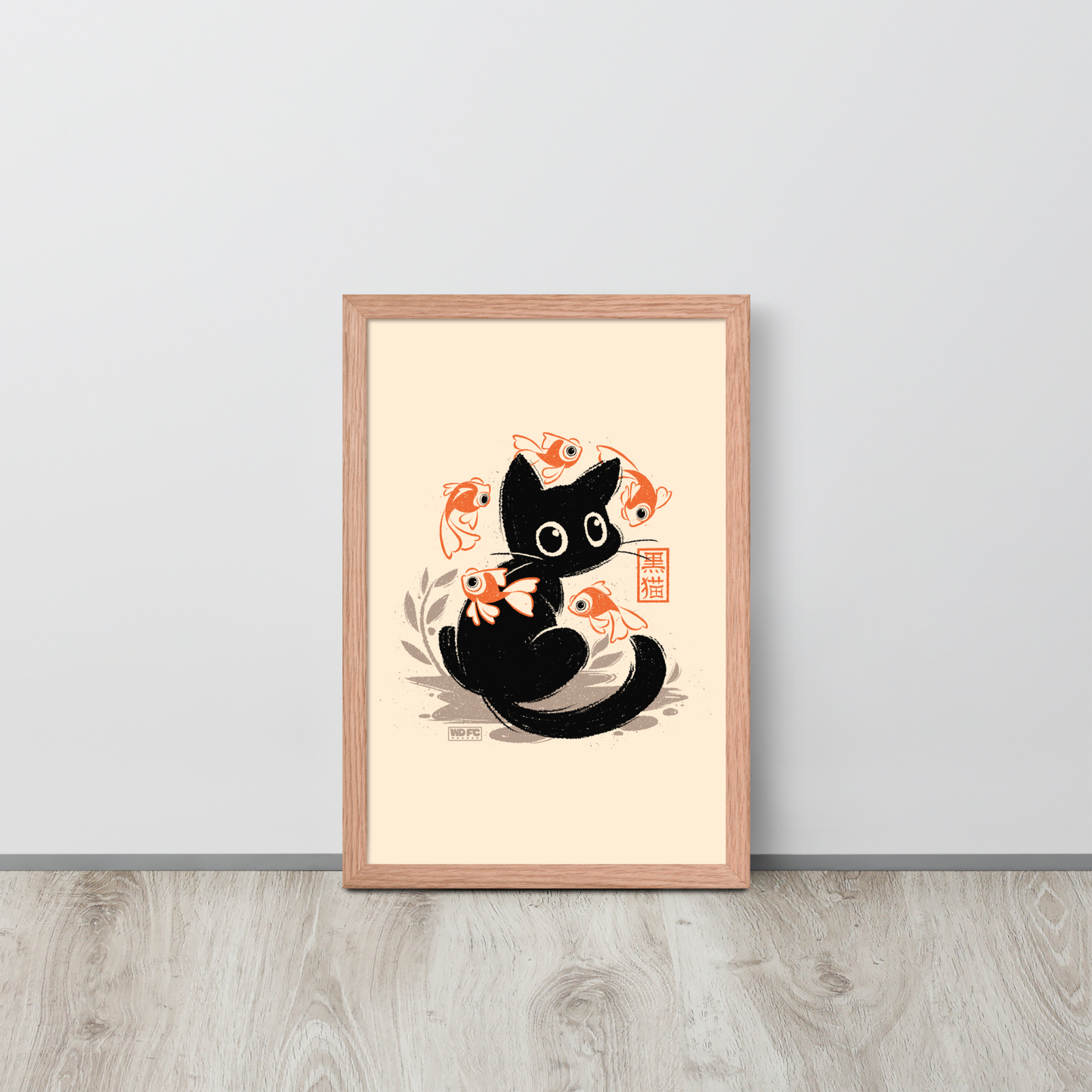 This unique design features a charming black cat amidst playful koi, rendered in beautiful Sumi-e ink style. A perfect blend of Japanese art and anime whimsy for any cat lover.