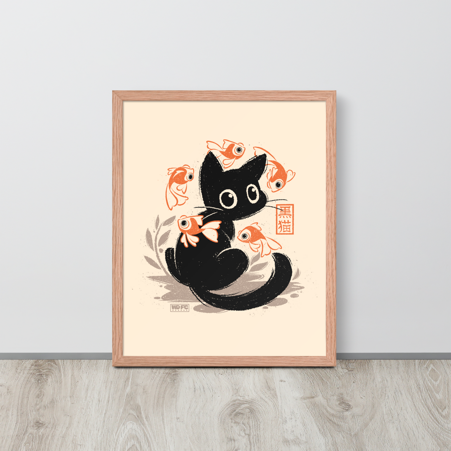 This unique design features a charming black cat amidst playful koi, rendered in beautiful Sumi-e ink style. A perfect blend of Japanese art and anime whimsy for any cat lover.