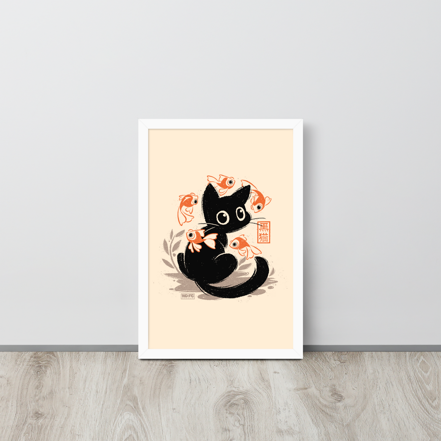 This unique design features a charming black cat amidst playful koi, rendered in beautiful Sumi-e ink style. A perfect blend of Japanese art and anime whimsy for any cat lover.