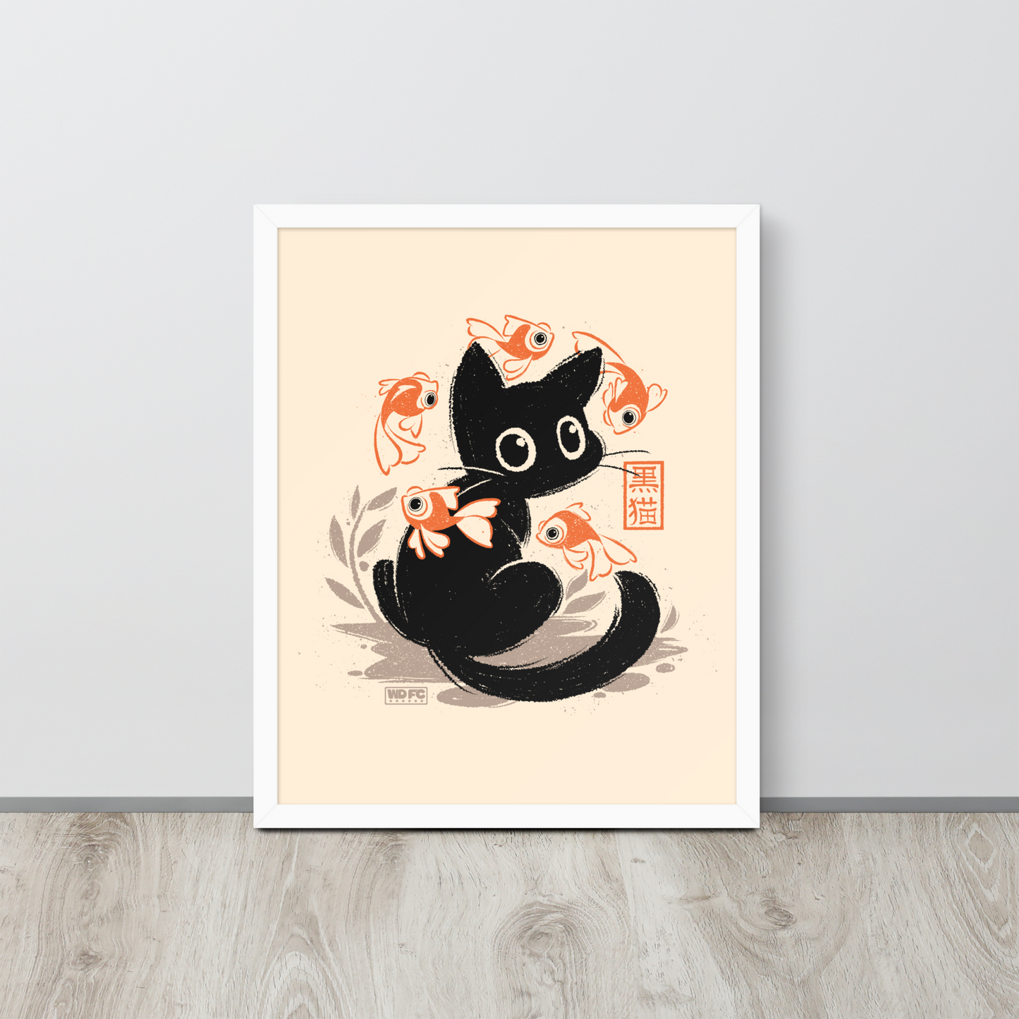 This unique design features a charming black cat amidst playful koi, rendered in beautiful Sumi-e ink style. A perfect blend of Japanese art and anime whimsy for any cat lover.