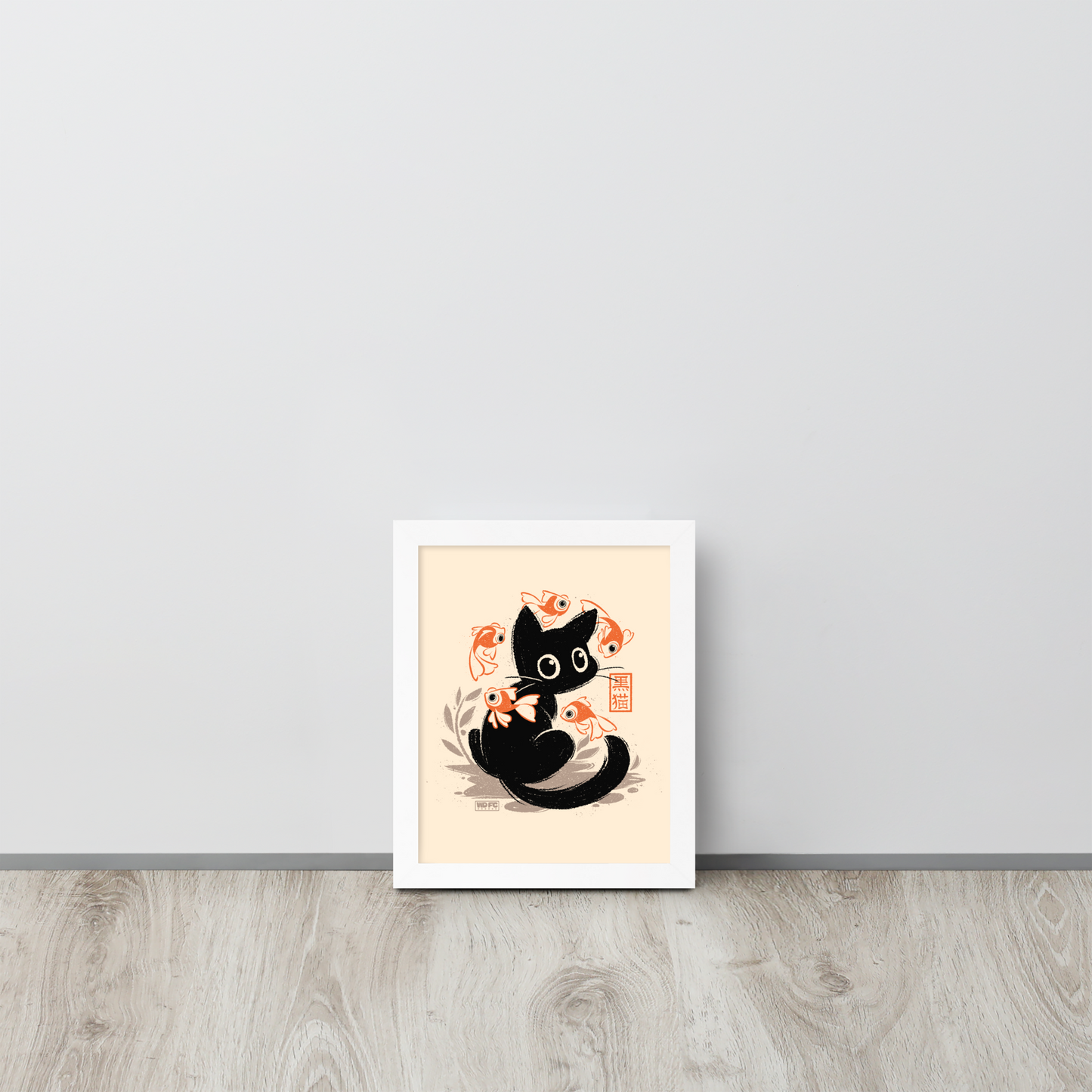 This unique design features a charming black cat amidst playful koi, rendered in beautiful Sumi-e ink style. A perfect blend of Japanese art and anime whimsy for any cat lover.