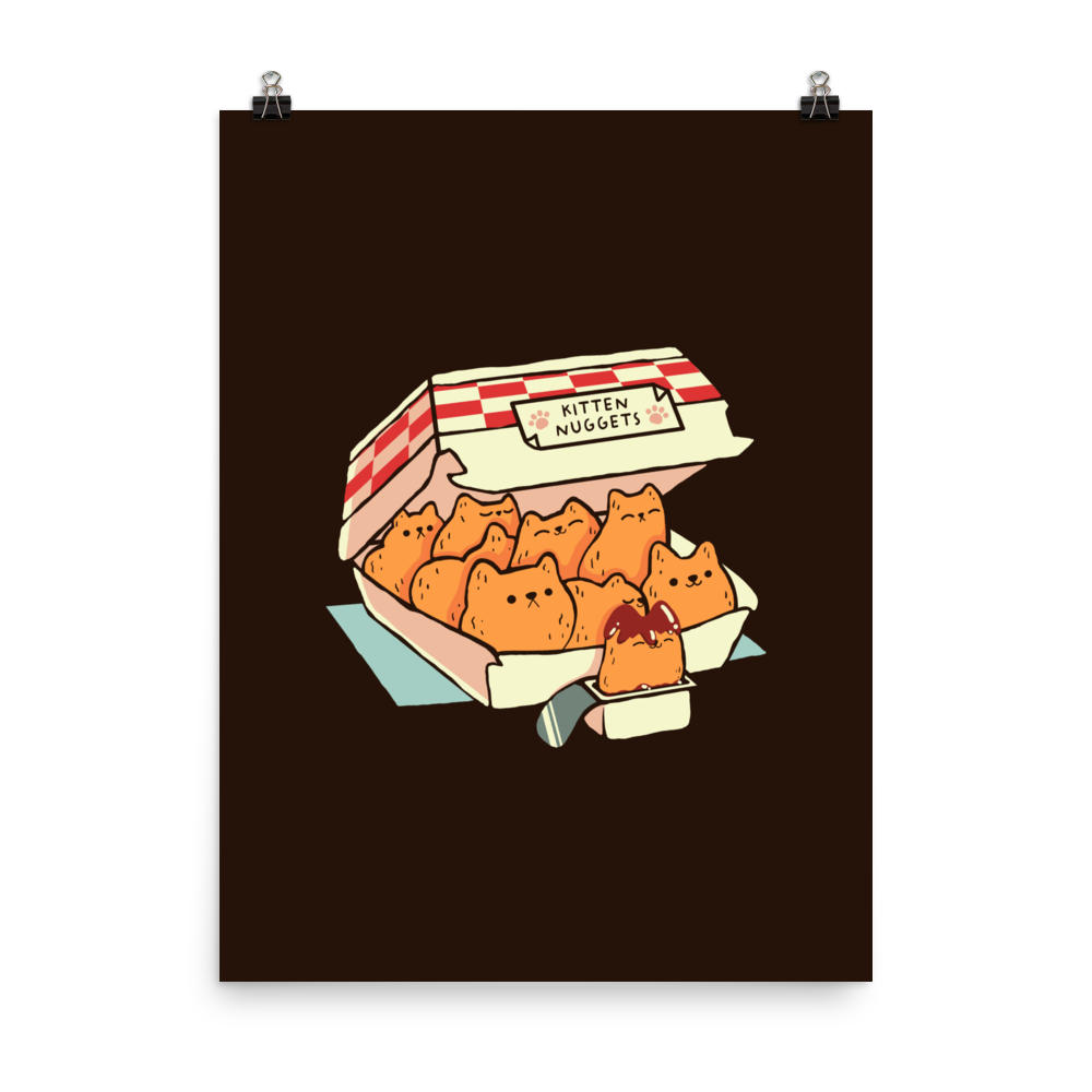 A box of cute nuggets that are shaped like cute kittens. An art that mixes humor, kittens and fast food.