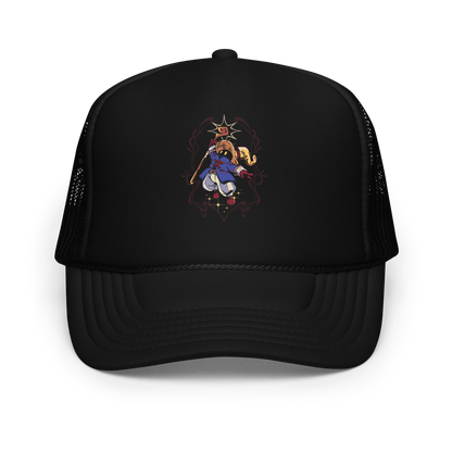 A mysterious dark mage casts a glowing spell with flair, surrounded by magical sparkles and arcane energy. A tribute to classic RPG wizards and their timeless charm.