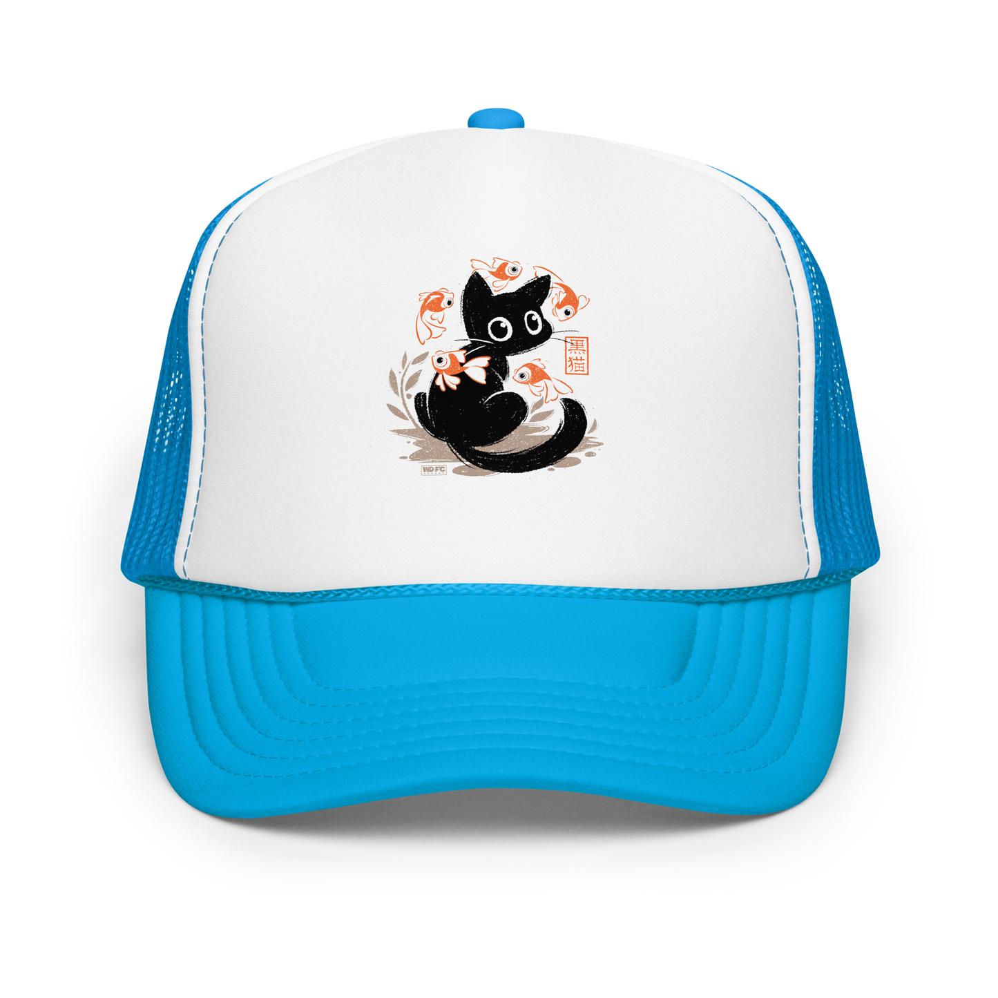 This unique design features a charming black cat amidst playful koi, rendered in beautiful Sumi-e ink style. A perfect blend of Japanese art and anime whimsy for any cat lover.