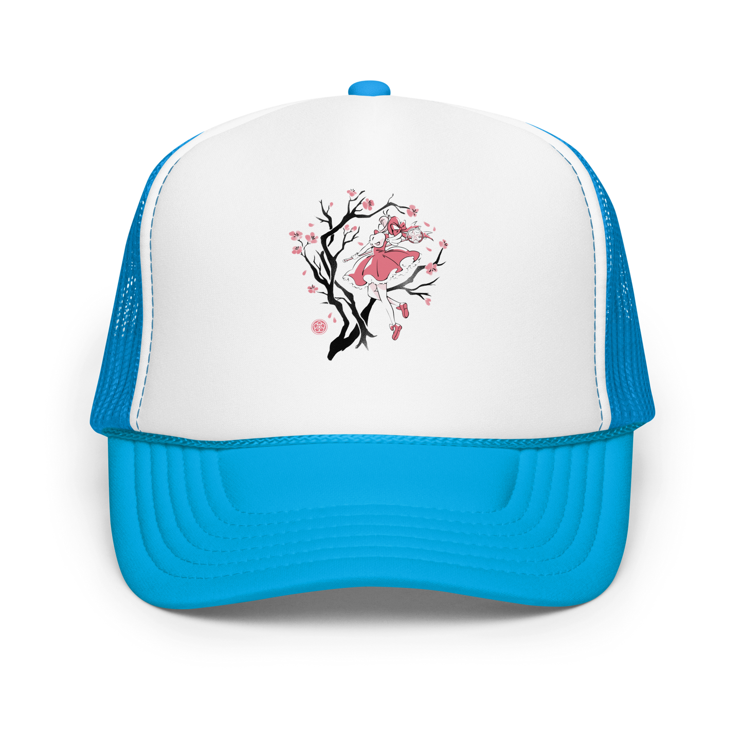 A magical girl floats gracefully among blooming sakura branches, captured in a minimalist sumi-e style. A delicate blend of Japanese tradition, anime nostalgia, and soft fantasy charm.