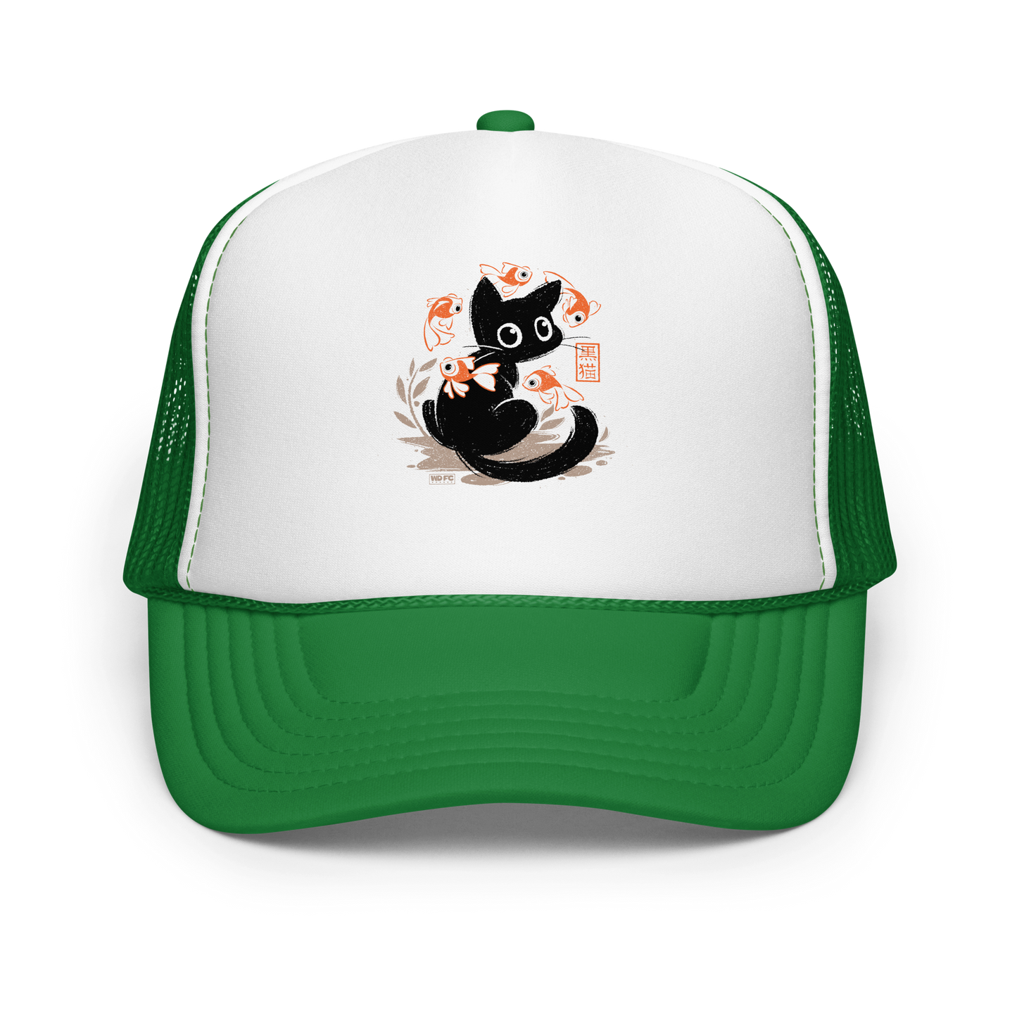 This unique design features a charming black cat amidst playful koi, rendered in beautiful Sumi-e ink style. A perfect blend of Japanese art and anime whimsy for any cat lover.