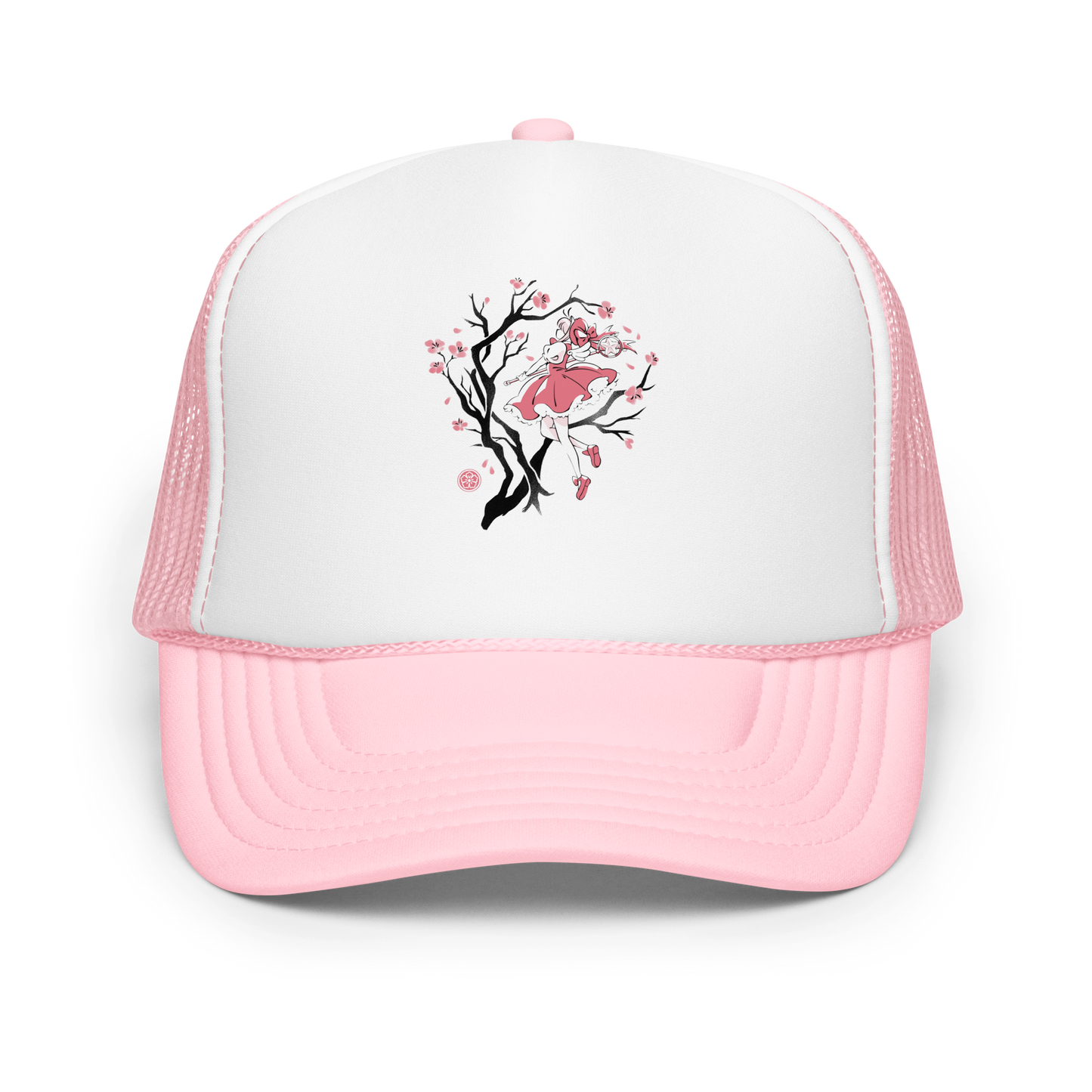 A magical girl floats gracefully among blooming sakura branches, captured in a minimalist sumi-e style. A delicate blend of Japanese tradition, anime nostalgia, and soft fantasy charm.