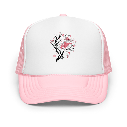 A magical girl floats gracefully among blooming sakura branches, captured in a minimalist sumi-e style. A delicate blend of Japanese tradition, anime nostalgia, and soft fantasy charm.