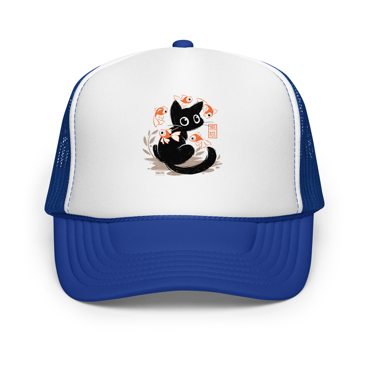 This unique design features a charming black cat amidst playful koi, rendered in beautiful Sumi-e ink style. A perfect blend of Japanese art and anime whimsy for any cat lover.