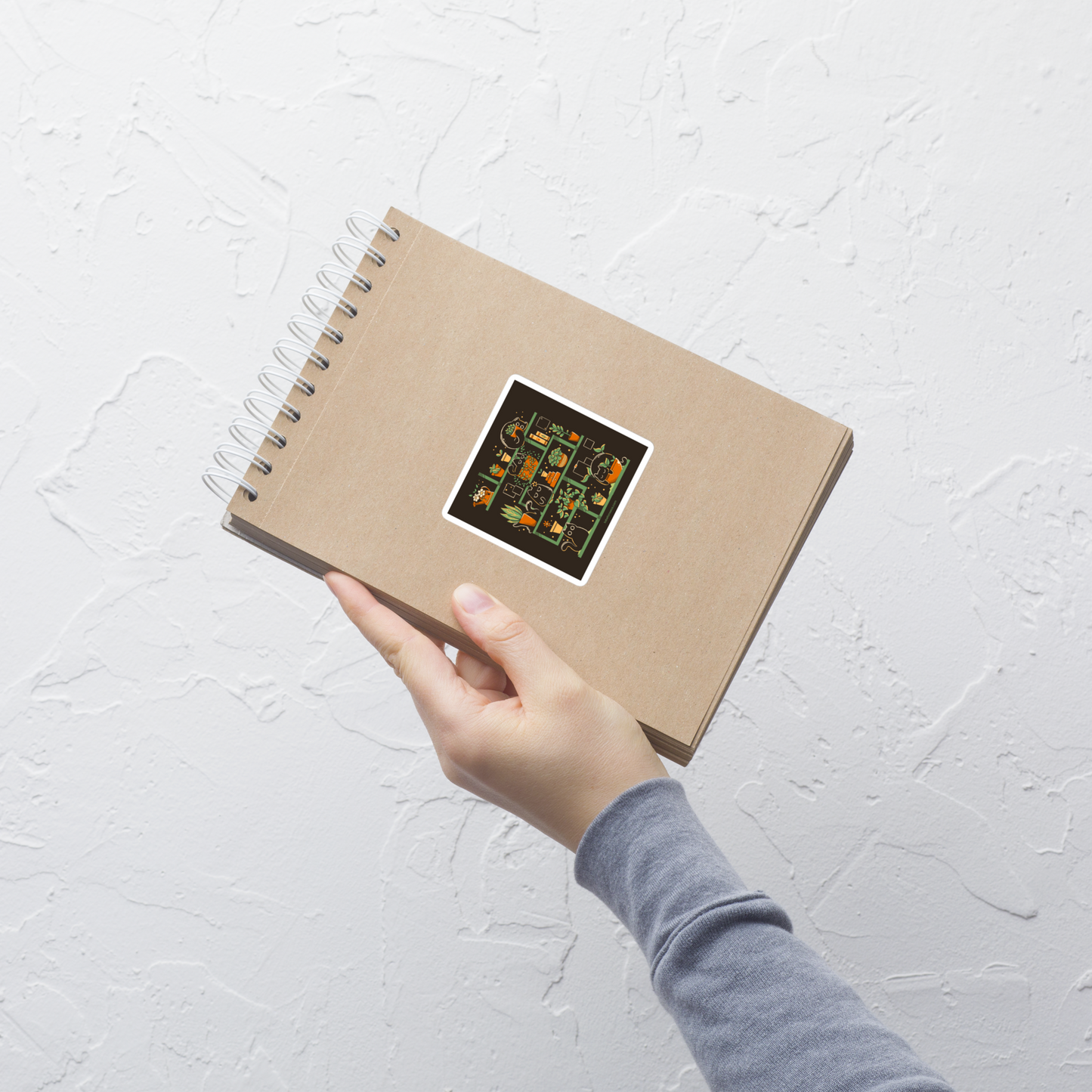 A minimalist illustration of a charming bookcase filled with lush potted plants and adorable kittens nestled among them. A cute and funny design, perfect for cat lovers, plant enthusiasts, and cosy decor fans.