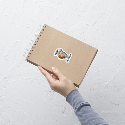 A minimalist anatomical heart partially covered with blooming flowers, paired with the phrase "In Bloom". A poetic design that symbolises growth, transformation, and the beauty of flourishing through change.