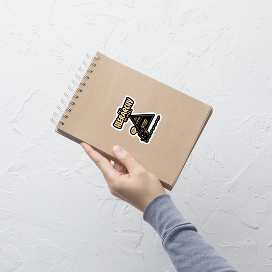 A playful illustration of a cat holding a pointer and presenting its own hierarchy of needs on a triangle chart, with coffee at the very top and 18 hours of sleep right below. A humorous piece for cat lovers who know exactly what really matters.
