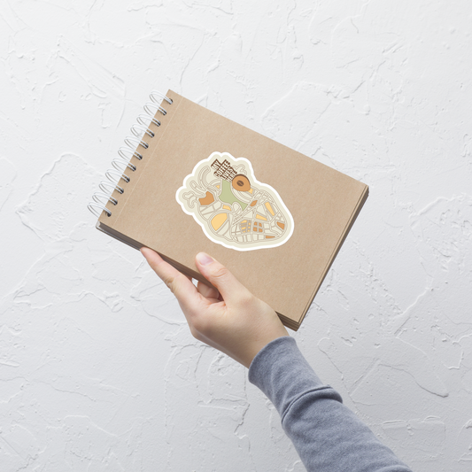 An anatomical heart illustrated like a map, marked with a small coffee-bean pin beside the phrase “My Coffee Lives Here”. A symbolic and cozy design that blends warmth and creativity, perfect for coffee lovers who treat their favorite brew as the fuel that keeps their heart beating.