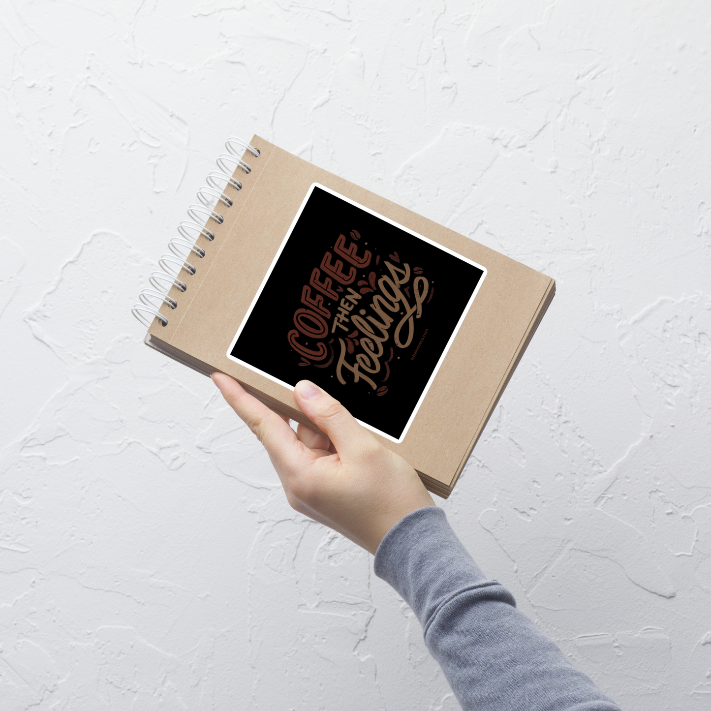 Warm brown lettering featuring the phrase “Coffee Then Feelings”. A minimalist and relatable design for those who need caffeine before emotions. Perfect as a gift for coffee lovers who appreciate clean typography and a touch of honest humor.