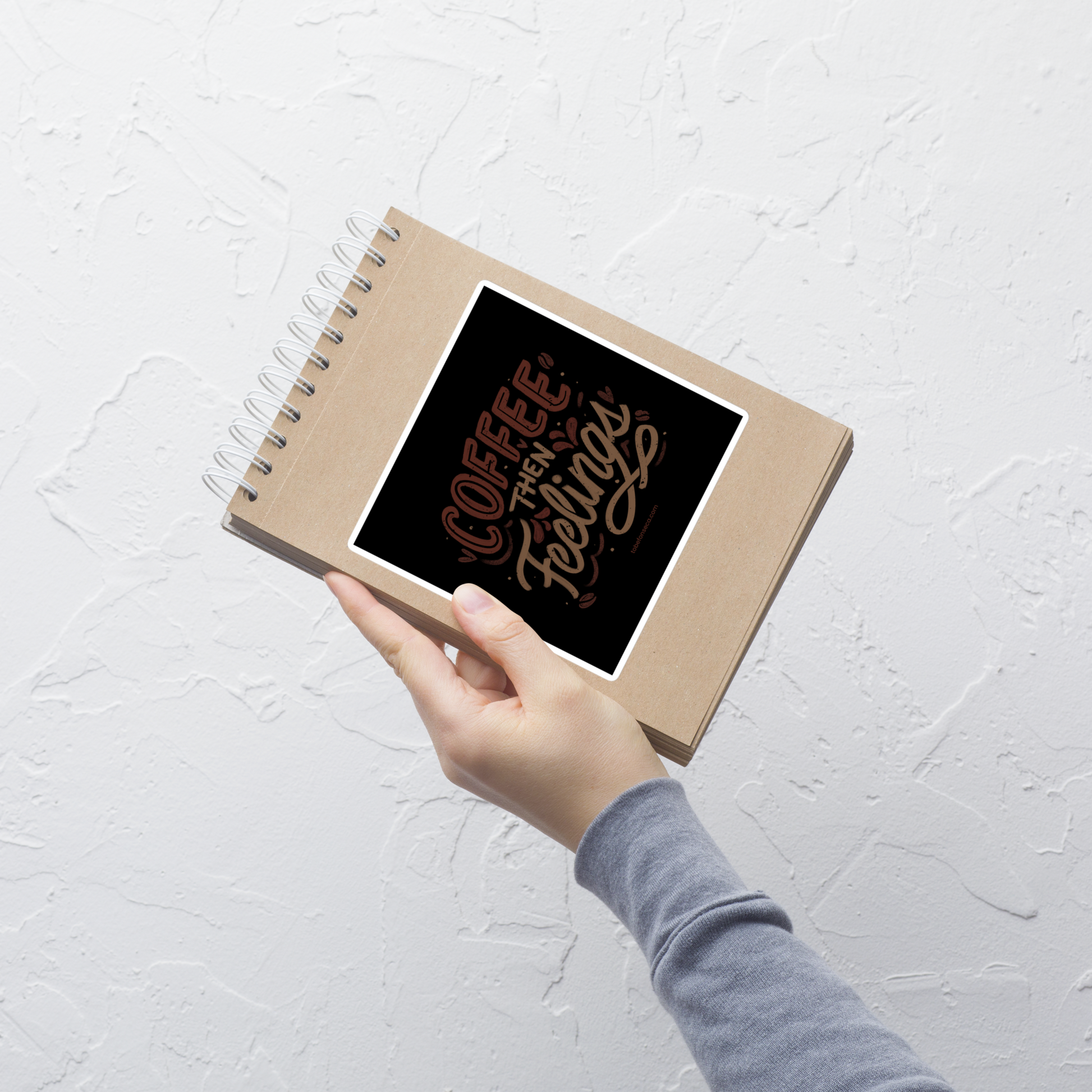 Warm brown lettering featuring the phrase “Coffee Then Feelings”. A minimalist and relatable design for those who need caffeine before emotions. Perfect as a gift for coffee lovers who appreciate clean typography and a touch of honest humor.