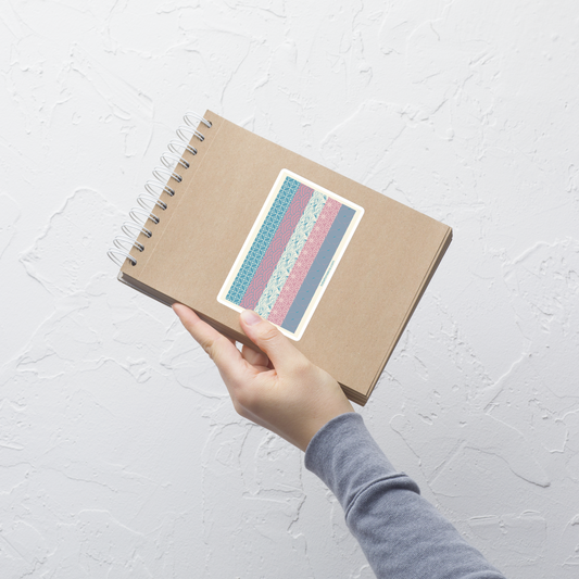 The transgender pride flag reimagined with a variety of textures across each stripe, creating a vibrant artistic take on this iconic symbol. A celebration of pride, visibility, inclusion, and self-expression.