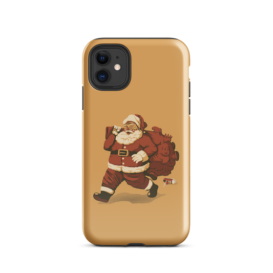 A cute Santa Claus carrying a red bag full of what appear to be gifts, but when you look closer you can see that there are several little boys. A fun art that mixes up the story that the good boys are going to get charcoal from Santa, but this time Santa is taking them.