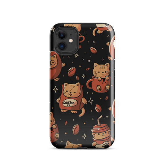 A pattern featuring several cute kittens appears in different coffee-themed versions: inside cups, as coffee beans, and on playful packaging. This artwork combines a love for cats and coffee in a charming and humorous composition. Perfect for cat lovers, coffee lovers, baristas, and anyone who enjoys cute and cozy designs.