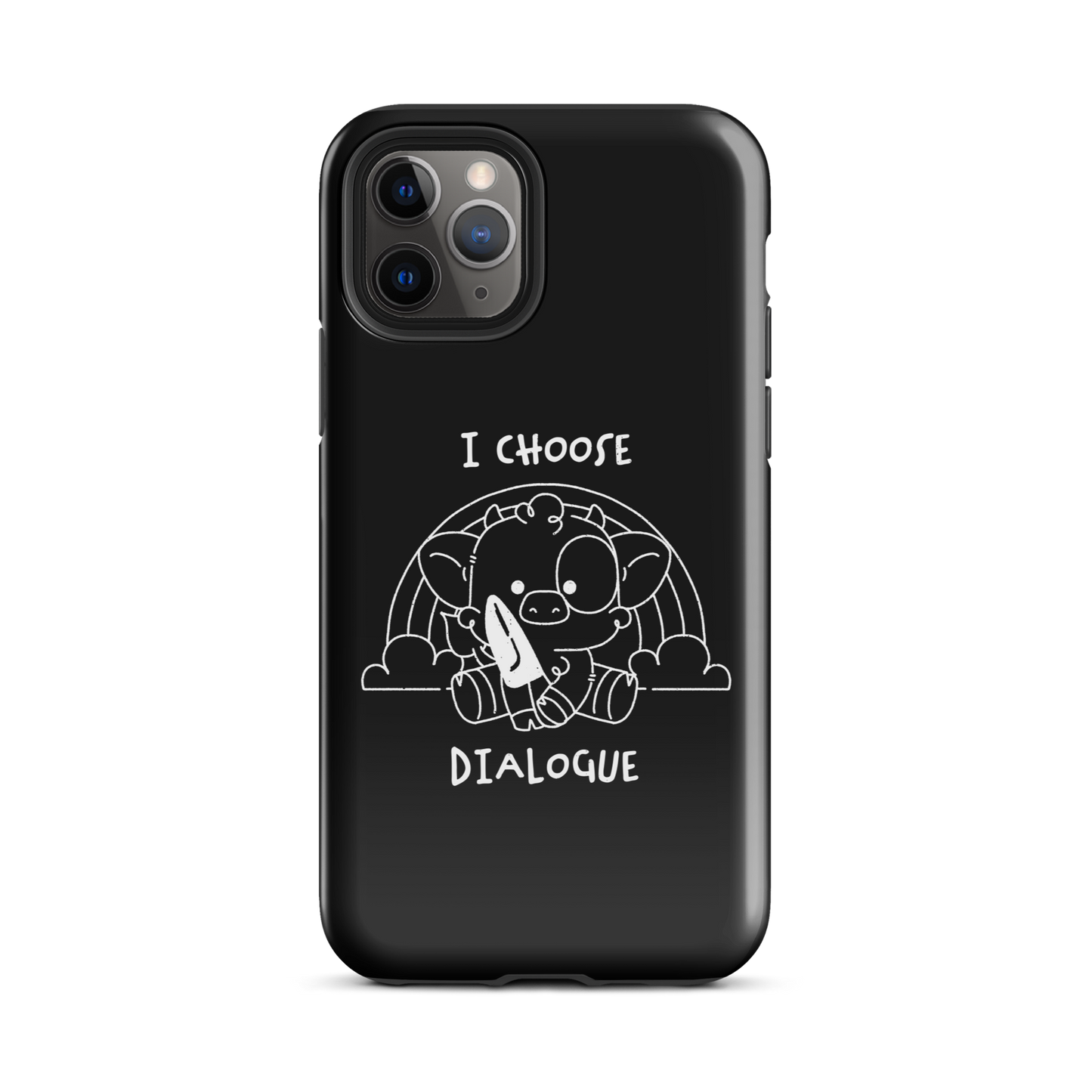 An adorable cow holds a knife while sitting in front of a rainbow, accompanied by the phrase “I Choose Dialogue.” This design combines sweetness and irony to create a fun and unexpected contrast. It’s a great gift for those who enjoy subtle humor and designs that combine cuteness with a touch of irreverence.
