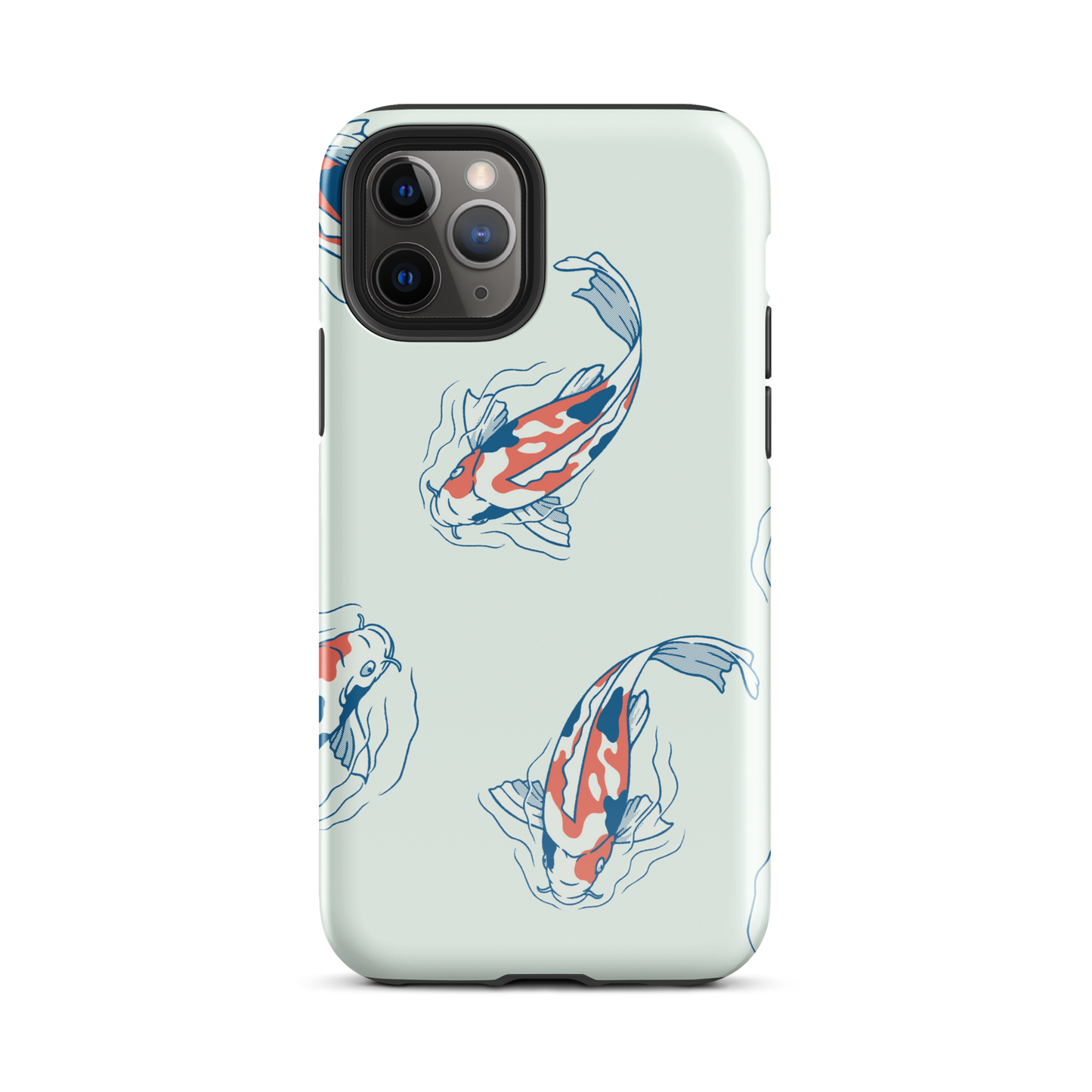 A pattern featuring koi fish gracefully swimming across a calm blue pond. A minimalist design inspired by Japanese illustration, bringing a gentle sense of peace and serenity.