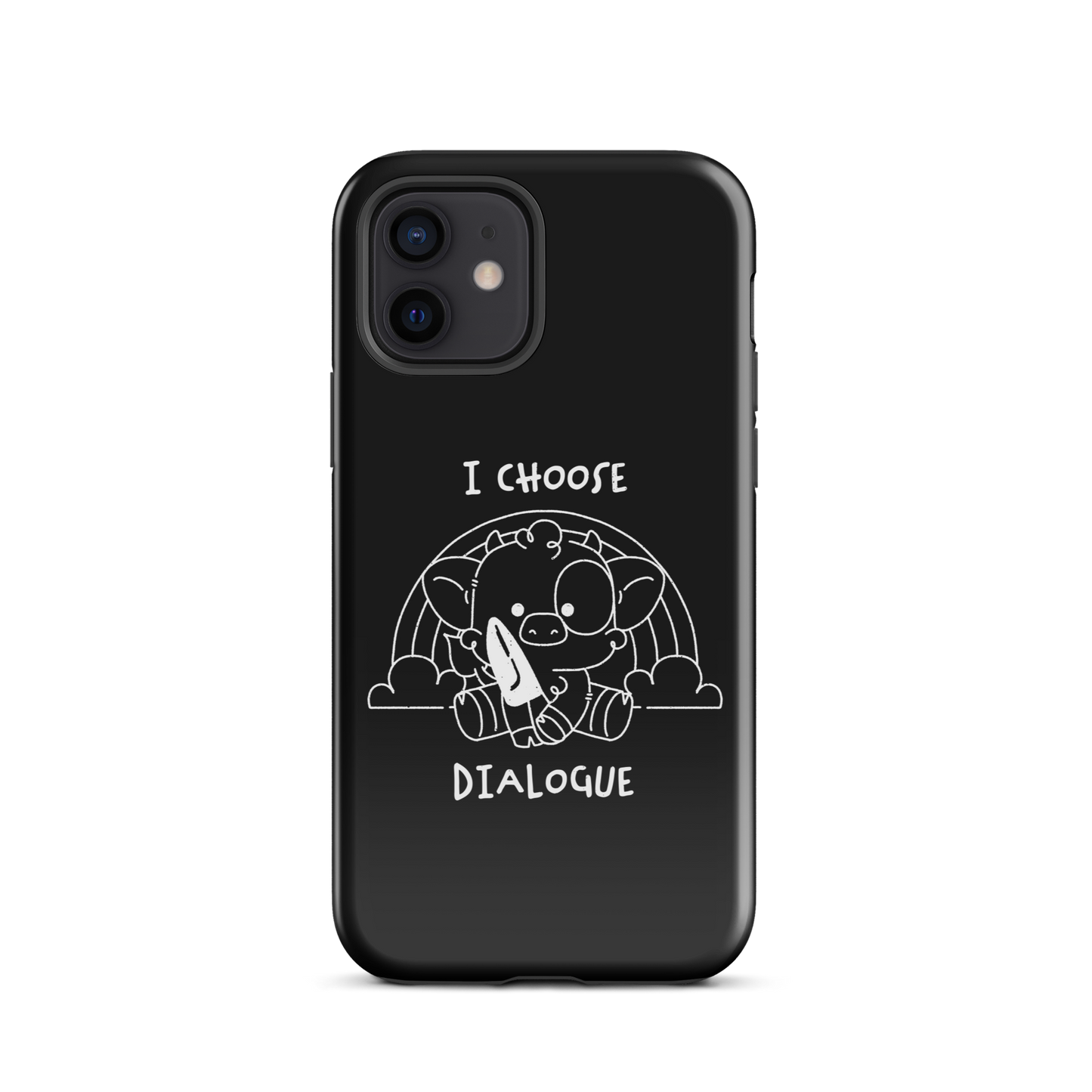 An adorable cow holds a knife while sitting in front of a rainbow, accompanied by the phrase “I Choose Dialogue.” This design combines sweetness and irony to create a fun and unexpected contrast. It’s a great gift for those who enjoy subtle humor and designs that combine cuteness with a touch of irreverence.