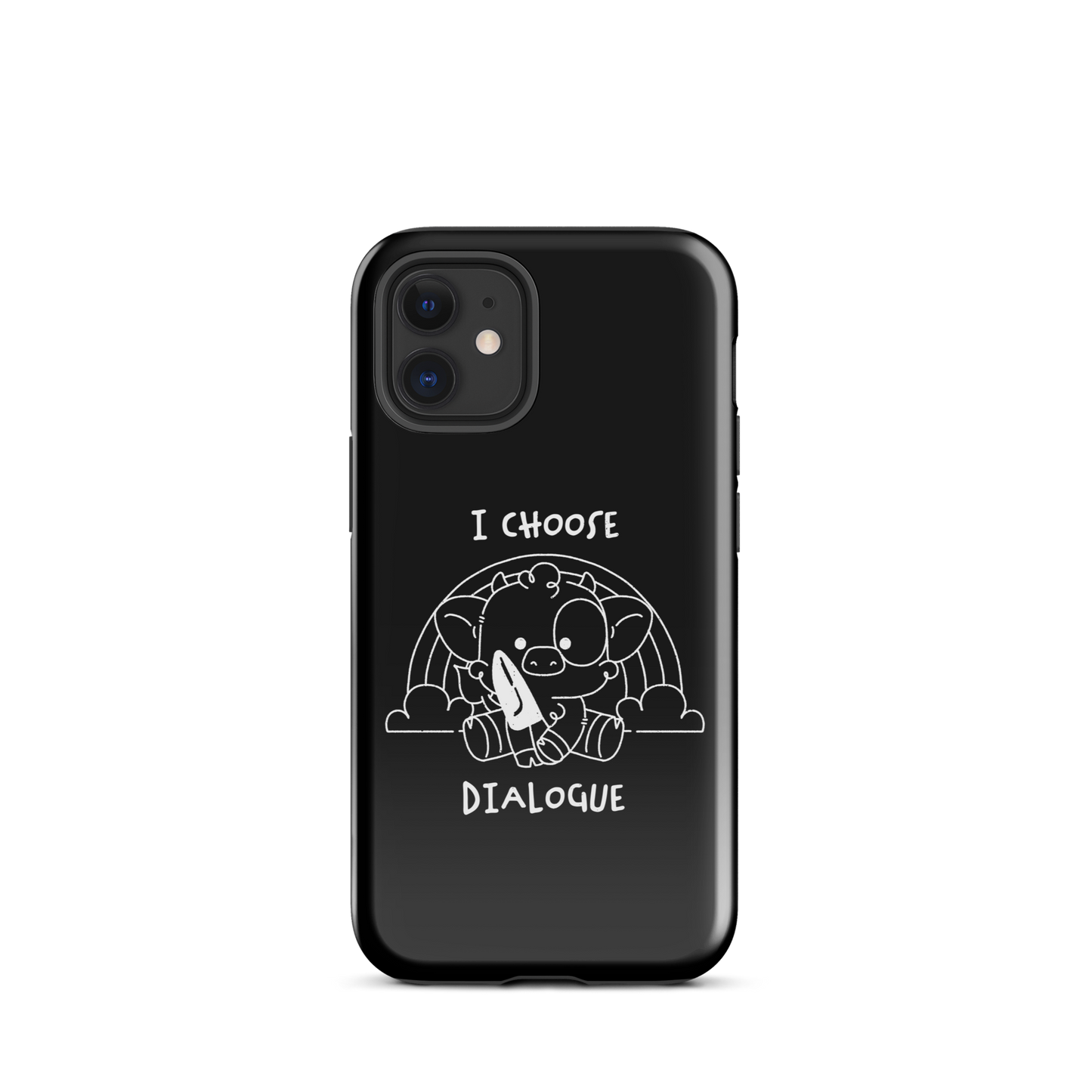 An adorable cow holds a knife while sitting in front of a rainbow, accompanied by the phrase “I Choose Dialogue.” This design combines sweetness and irony to create a fun and unexpected contrast. It’s a great gift for those who enjoy subtle humor and designs that combine cuteness with a touch of irreverence.