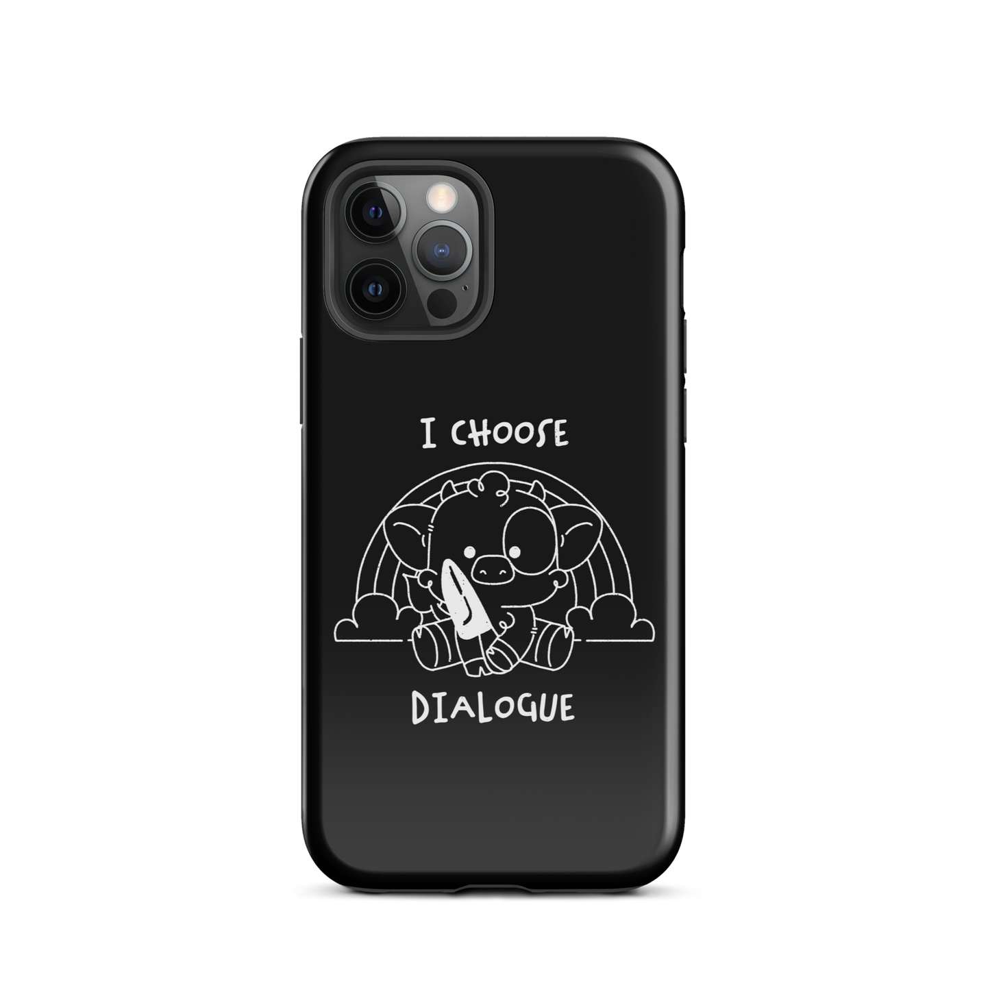 An adorable cow holds a knife while sitting in front of a rainbow, accompanied by the phrase “I Choose Dialogue.” This design combines sweetness and irony to create a fun and unexpected contrast. It’s a great gift for those who enjoy subtle humor and designs that combine cuteness with a touch of irreverence.