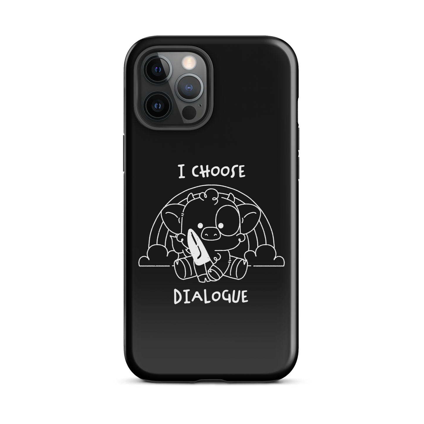 An adorable cow holds a knife while sitting in front of a rainbow, accompanied by the phrase “I Choose Dialogue.” This design combines sweetness and irony to create a fun and unexpected contrast. It’s a great gift for those who enjoy subtle humor and designs that combine cuteness with a touch of irreverence.